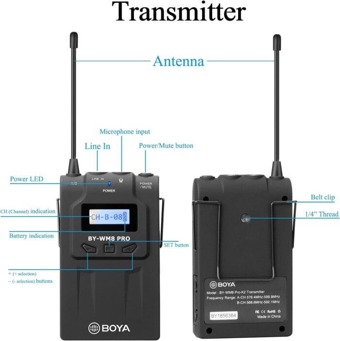 ⁦Boya WM8 Pro-K2 Uhf Wireless Lavalier Microphone⁩ - الصورة ⁦7⁩