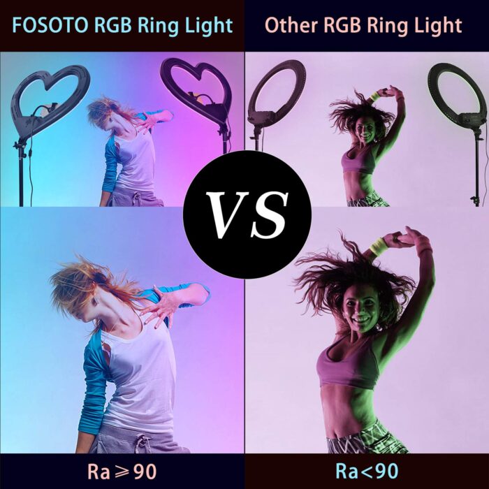 Selfie Ring Light with Tripod Stand, 19"RGB LED Heart-Shaped Ring Light with Phone Holder 0-100% Dimmable Live-Fill Lamp with USB Output Port for Video Conference Photography - Image 6