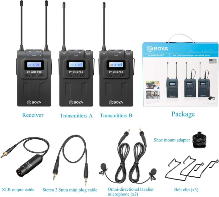 ⁦Boya WM8 Pro-K2 Uhf Wireless Lavalier Microphone⁩ - الصورة ⁦3⁩