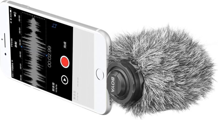⁦Boya by-dm200 digital condenser stereo microphone for iphone, ipad and all ios devices- Black⁩ - الصورة ⁦1⁩