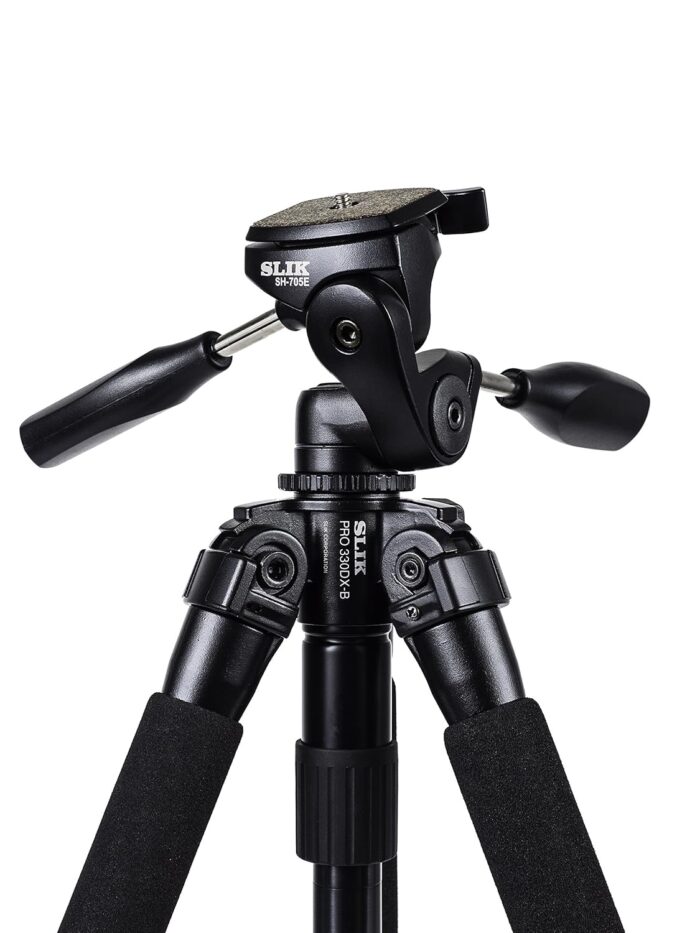 SLIK Pro 340 DX Tripod with SH-705E 3-Way, Pan-and-Tilt Head - Black - Image 7