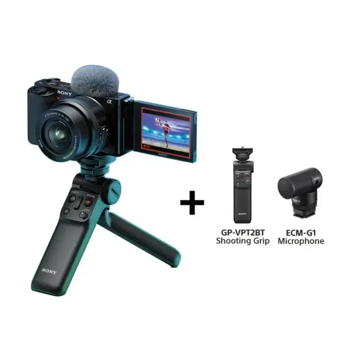 ⁦مجموعة إنشاء المحتوى لكاميرا سوني ZV-E10 Vlog مع عدسة 16-50 مم (حزمة ILCE ZVE10LB+SPL)⁩ - الصورة ⁦1⁩